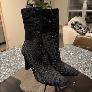 Aldo Black Sparkly Sock Boots